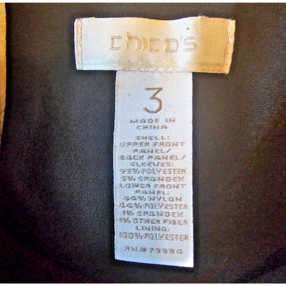 Chicos metallic black/gold zig zag pattern Size 3, elegant, Theatre easy pack - Picture 4 of 4